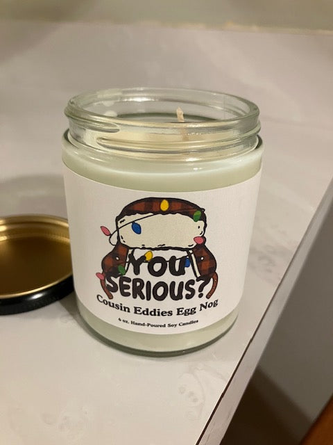 Official National Lampoon's Christmas Vacation "Cousin Eddie's Egg Nog" scented candle!